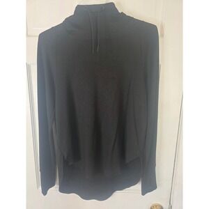 Athletic Works Womens Black Cowl Neck Hoodie Thumbhole Long Sleeve Top Medium 8-